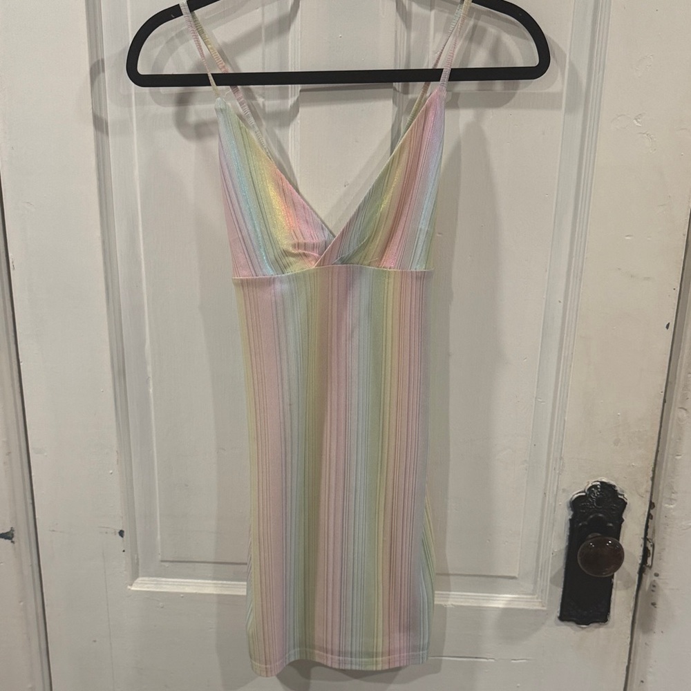 superdown Rainbow Striped Mini Dress